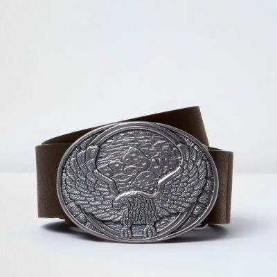 Dark brown eagle plate belt